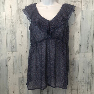 Motherhood Sheer Ruffled Neck Blouse Medium